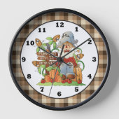 Fall Seasonal Scarecrow wall clock Uhr (Vorderseite)