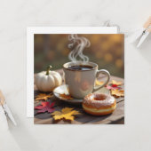 Fall Segen, warmer Kaffee und ein Donut Karte (Vorderseite/Rückseite Beispiel)
