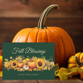 Fall Sessings Pumpkins Custom Green Erntedank Feiertagskarte