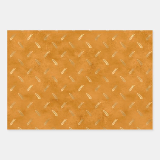 Fall Shabby Chic Golden Türkei Weizenohren Eichenh Geschenkpapier Set (Vorderseite 3)