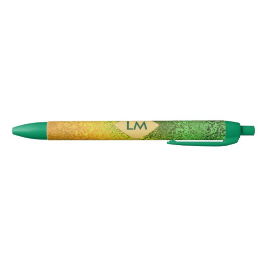 Fall Shades of Yellow and Green Monogram Trim Pen Kugelschreiber (Unterseite)