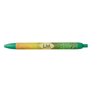 Fall Shades of Yellow and Green Monogram Trim Pen Kugelschreiber