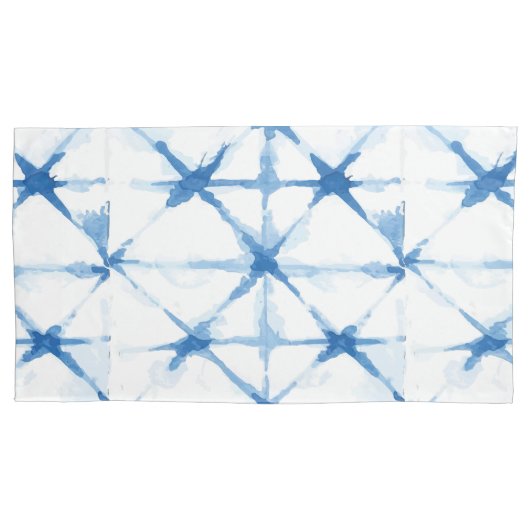 Fall Shibori Gefärbte Krawatte Blue Triangle Muste Kissenbezug (Vorderseite-Links)