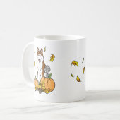 Fall Sibirischer Husky (rot) Pumpkins Blätter Nied Kaffeetasse (Vorderseite Links)