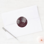 Fall Silver und Burgund Blätter Hochzeit Runder Aufkleber (Umschlag)