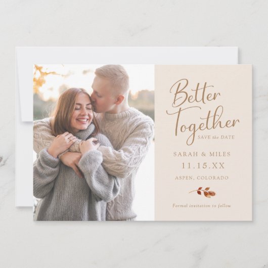 Fall Simple Foto Wedding Save The Date (Vorderseite)