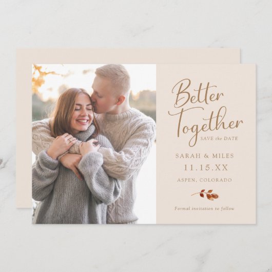 Fall Simple Foto Wedding Save The Date (Vorne/Hinten)