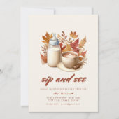 Fall Simple Sip and See Baby Shower Einladung (Vorderseite)