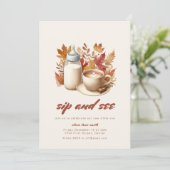 Fall Simple Sip and See Baby Shower Einladung (Stehend Vorderseite)