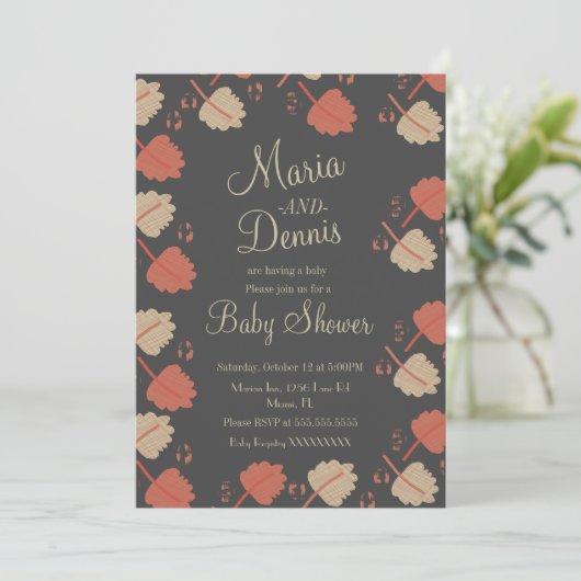 Fall Simple Terracotta Nuetral Blätter Kinderdusch Einladung (Stehend Vorderseite)