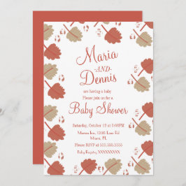 Fall Simple Terracotta Nuetral Blätter Kinderdusch Einladung