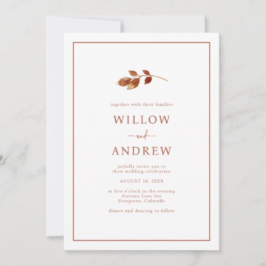 Fall Simple Wedding Einladung (Vorderseite)