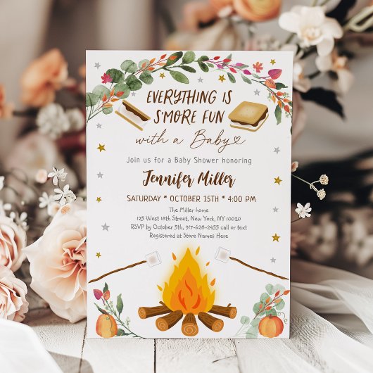Fall S'mores Campfire Pumpkin Baby Dusche Einladung