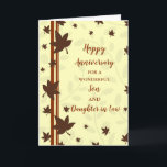 Fall Son & Tochter im Jura Hochzeitstag Karte<br><div class="desc">Happy Hochzeitstag Karte für Tochter und Sohn im Gesetz mit Herbstlauben Muster,  und herzlichen Vers.</div>