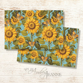 Fall Sonnenblume Blume Butterfly Blue Decoupage Seidenpapier