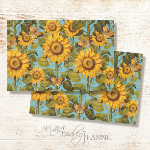 Fall Sonnenblume Butterfly Blue Ephemere Decoupage Seidenpapier