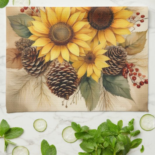 Fall Sonnenblume Küchentücher (Gefaltet)