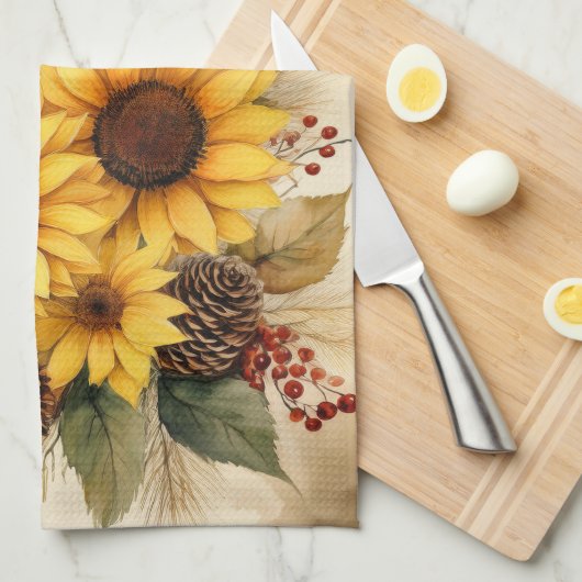 Fall Sonnenblume Küchentücher (Viertel Falte)