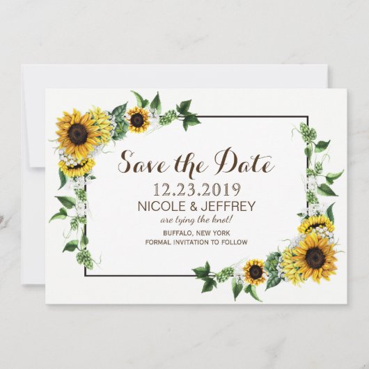 Fall Sonnenblume Rustikale Barnehehe retten Datum Save The Date (Vorderseite)