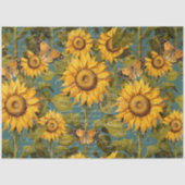 Fall Sonnenblume Schmetterling Aquamarin Ephemere Seidenpapier (Vorderseite)