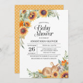 Fall Sonnenblume Woodland Babydusche Einladung (Vorne/Hinten)