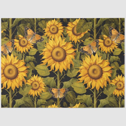 Fall Sonnenblumen Blumen Fields Butterfly Decoupag Seidenpapier (Vorderseite)