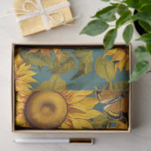 Fall Sonnenblumen Blütenschmetterling Aquamarin De Seidenpapier (Geschenk)