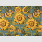 Fall Sonnenblumen Blütenschmetterling Aquamarin De Seidenpapier (Vorderseite)