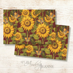 Fall Sonnenblumen Blütenschmetterling Brown Decoup Seidenpapier