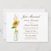 Fall Sonnenblumen Country Floral Just Married Hoch Einladung (Vorderseite)