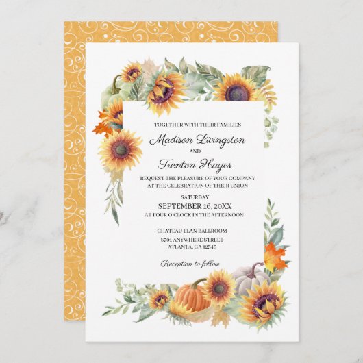 Fall Sonnenblumen Einladung (Vorne/Hinten)