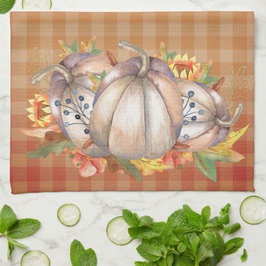 Fall Sonnenblumen & Erntepumpen Geschirrtuch (Gefaltet)