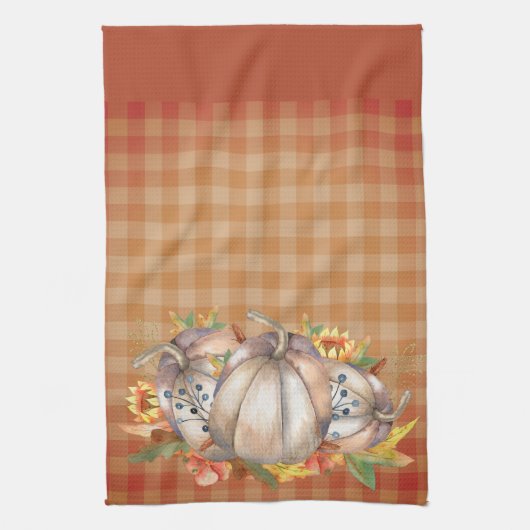 Fall Sonnenblumen & Erntepumpen Geschirrtuch (Vertikal)