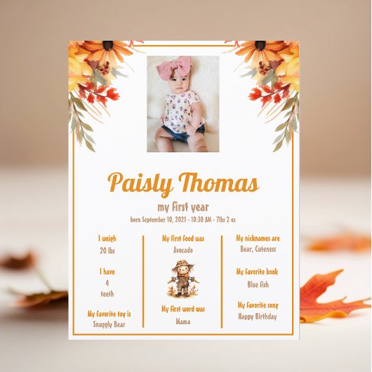 Fall Sonnenblumen Farm 1 Geburtstag Meilenstein Po