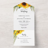 Fall Sonnenblumen & Grüne Foliage Hochzeit All In One Einladung (Innen Boden)