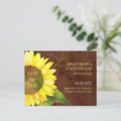 Fall Sonnenblumen Hochzeit speichern Datum Ankündigungspostkarte (Stehend Vorderseite)
