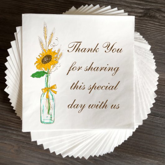 Fall Sonnenblumen Land Hochzeit Vielen Dank Serviette