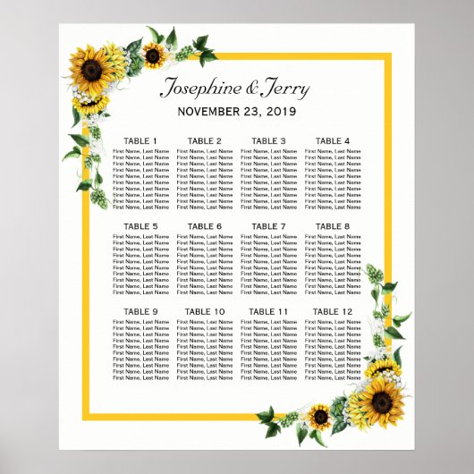 Fall Sonnenblumen Land Hochzeitskarte Poster (Vorne)