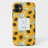 Fall Sonnenblumen Monogram Floral Case-Mate iPhone Hülle (Rückseite)