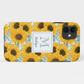 Fall Sonnenblumen Monogram Floral Case-Mate iPhone Hülle (Rückseite (Horizontal))