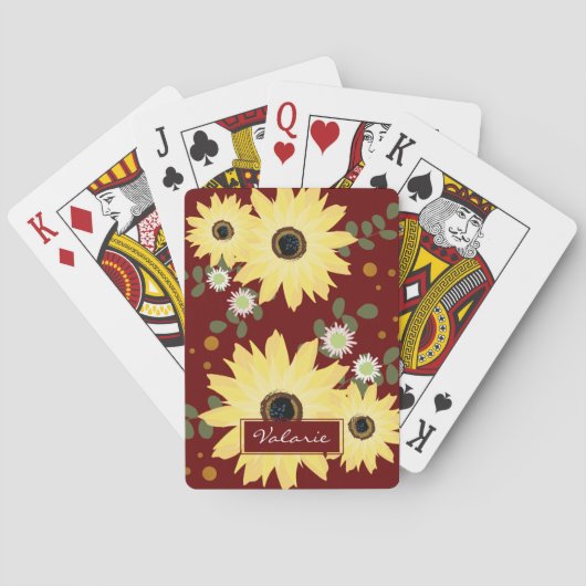 Fall Sonnenblumen Personalisiert Name Spielkarten (Rückseite)
