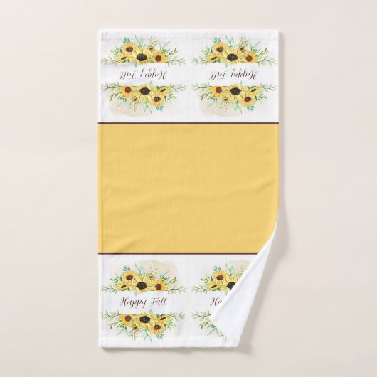 Fall Sonnenblumen Rahmen mit anpassbarem Text Bad Badhandtuch Set (Handtuch)
