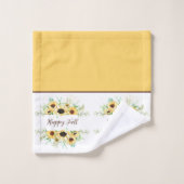 Fall Sonnenblumen Rahmen mit anpassbarem Text Bad Badhandtuch Set (Waschlappen)