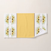 Fall Sonnenblumen Rahmen mit anpassbarem Text Bad Badhandtuch Set (Handtuch)