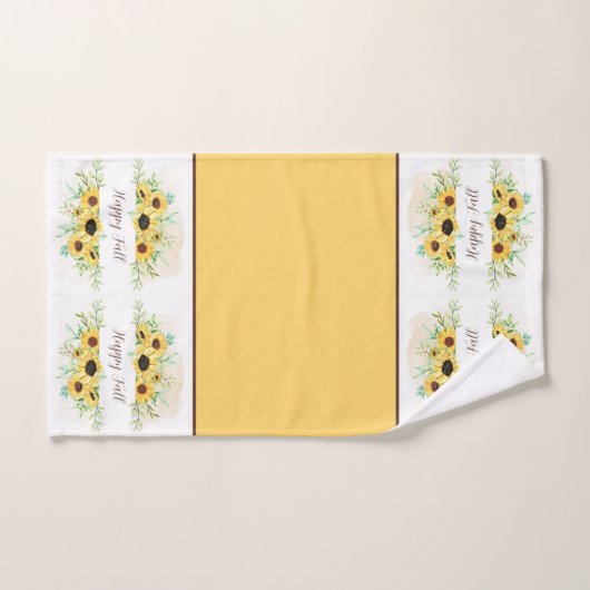 Fall Sonnenblumen Rahmen mit anpassbarem Text Bad Badhandtuch Set (Handtuch)