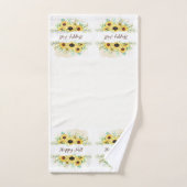 Fall Sonnenblumen Rahmen mit anpassbarem Text Badhandtuch Set (Handtuch)