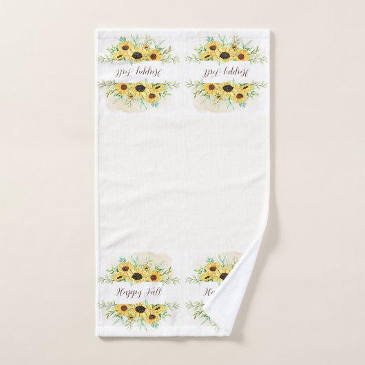 Fall Sonnenblumen Rahmen mit anpassbarem Text Badhandtuch Set (Handtuch)