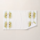 Fall Sonnenblumen Rahmen mit anpassbarem Text Badhandtuch Set (Handtuch)
