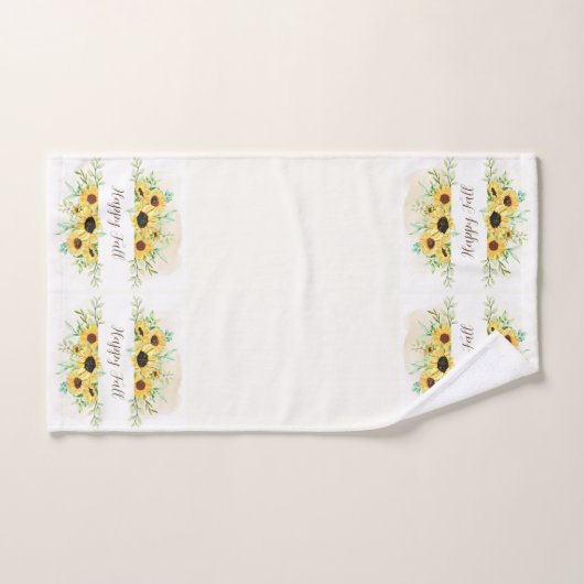 Fall Sonnenblumen Rahmen mit anpassbarem Text Badhandtuch Set (Handtuch)