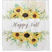 Fall Sonnenblumen Rahmen mit anpassbarem Text Duschvorhang (Vorderseite)